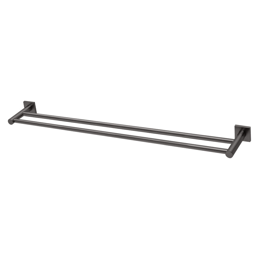Phoenix Radii Double Towel Rail 800mm Square Plate Brushed Carbon, product view