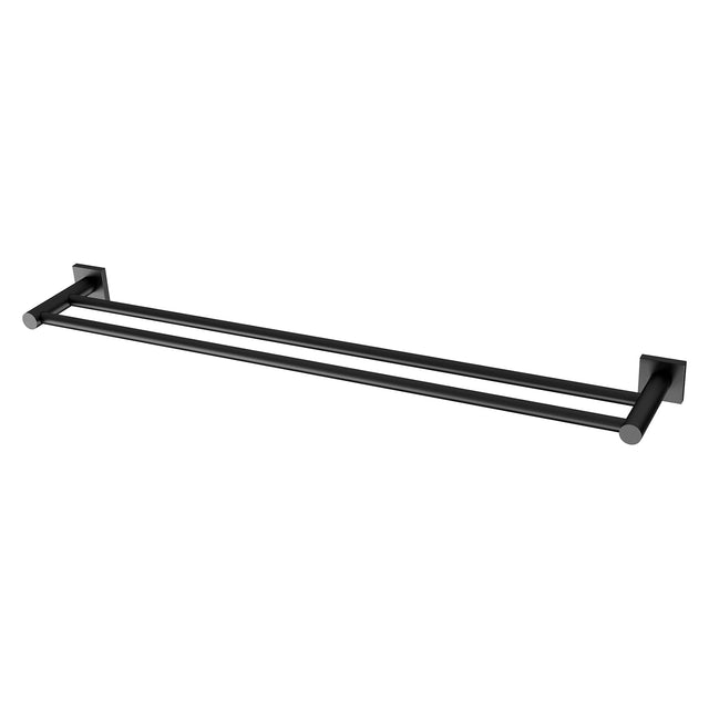 Phoenix Radii Double Towel Rail 800mm Square Plate Matte Black, product view