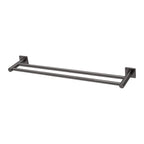 Phoenix Radii Double Towel Rail 600mm Square Plate Brushed Carbon