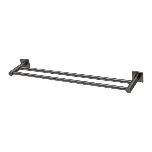 Phoenix Radii Double Towel Rail 600mm Square Plate Brushed Carbon, product view