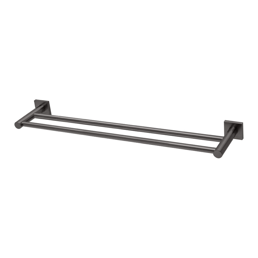 Phoenix Radii Double Towel Rail 600mm Square Plate Brushed Carbon, product view