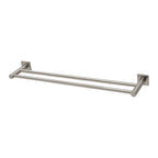 Phoenix Radii Double Towel Rail 600mm Square Plate Brushed Nickel