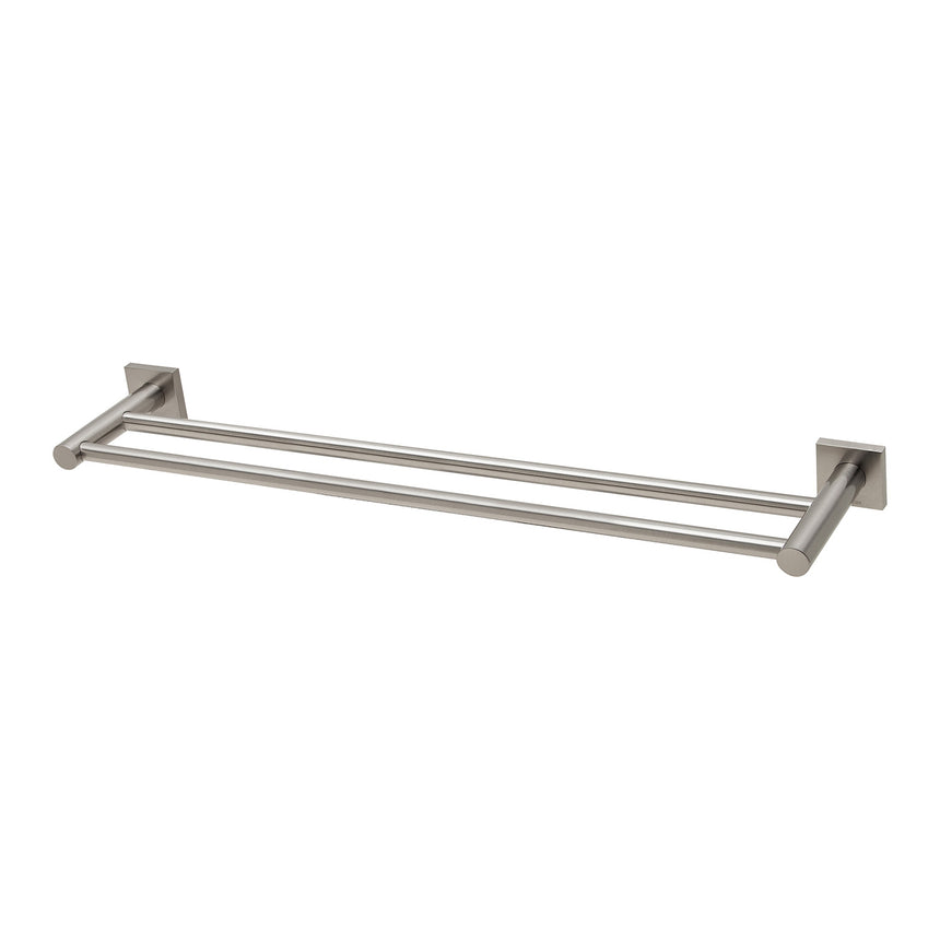 Phoenix Radii Double Towel Rail 600mm Square Plate Brushed Nickel, product view