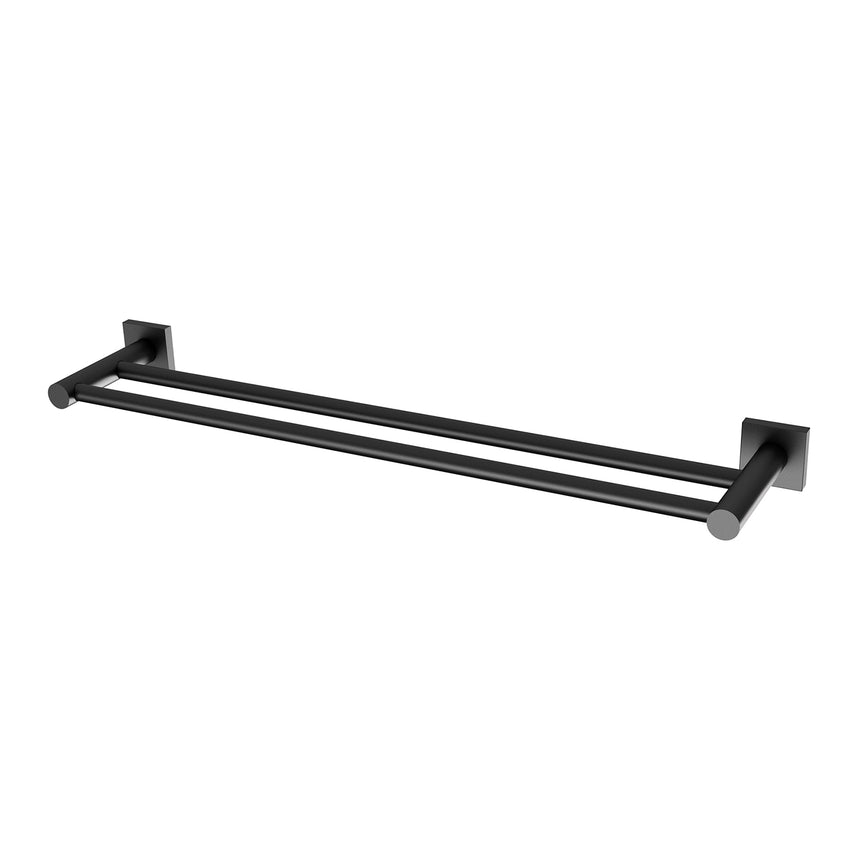 Phoenix Radii Double Towel Rail 600mm Square Plate Matte Black, product view