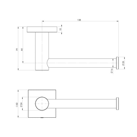 RS892-Radii-Toilet-Roll-Holder-Square-Plate-Line-Drawing