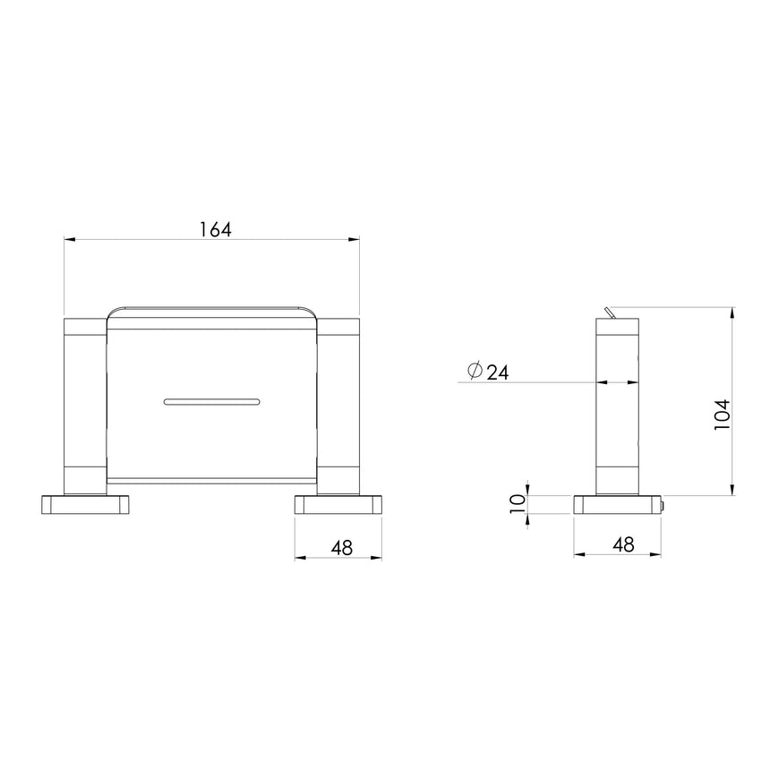 Phoenix Radii SS 316 Soap Dish Holder Square Plate Stainless Steel, technical line drawing with dimensions