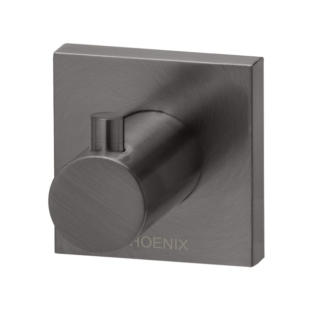 Phoenix Radii Robe Hook Square Plate Brushed Carbon, product view