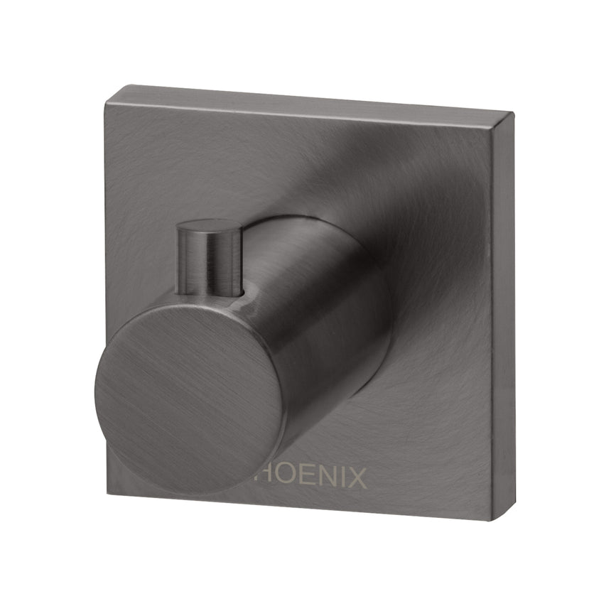 Phoenix Radii Robe Hook Square Plate Brushed Carbon, product view