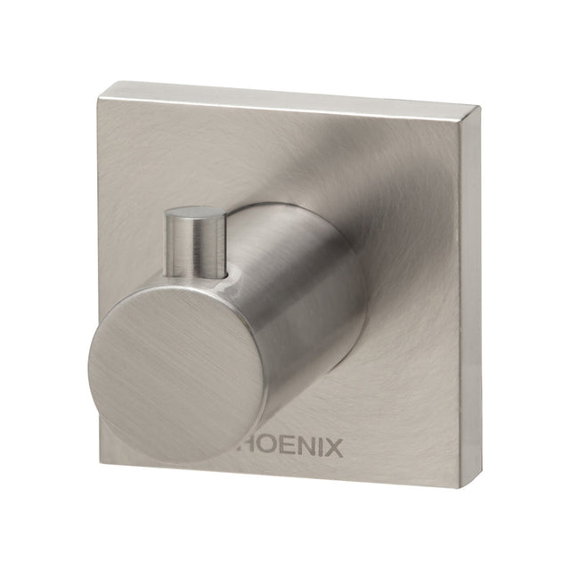 Phoenix Radii Robe Hook Square Plate Brushed Nickel, product view