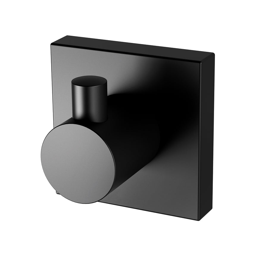Phoenix Radii Robe Hook Square Plate Matte Black, product view