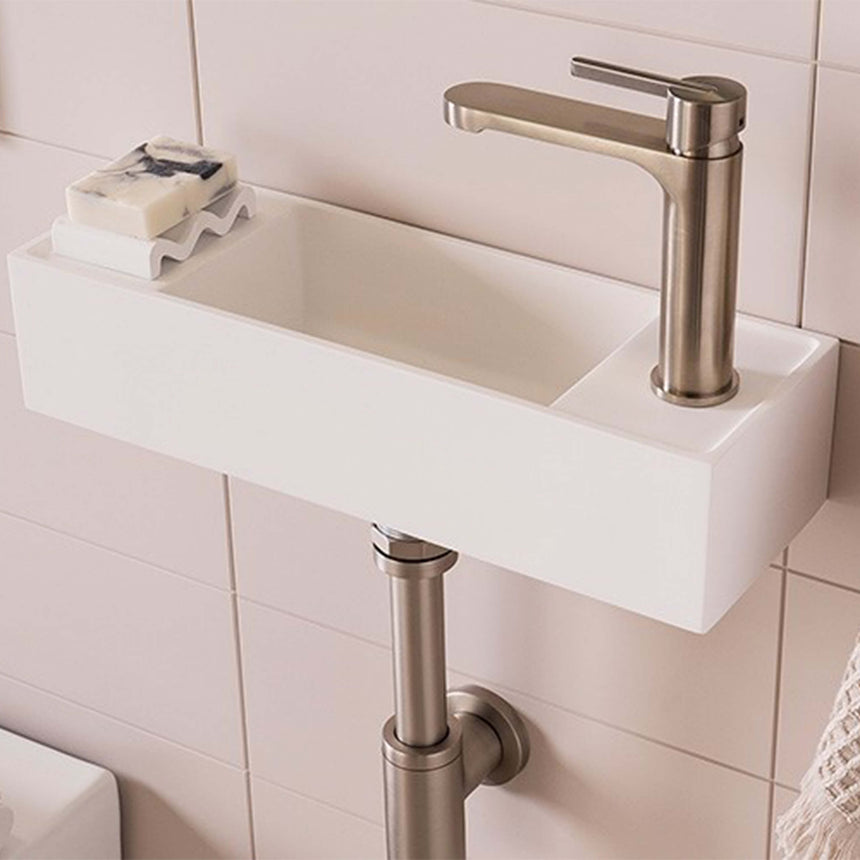 ADP Eon Wall Basin Gloss White with Tap Hole Bathroom Basin ADP   