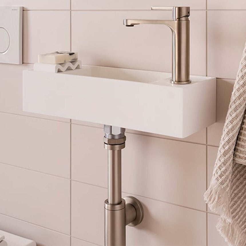 ADP Eon Wall Basin Gloss White with Tap Hole Bathroom Basin ADP   