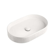 ADP Pill fluted above-counter ceramic basin by Tilemall, matte white 580x365mm