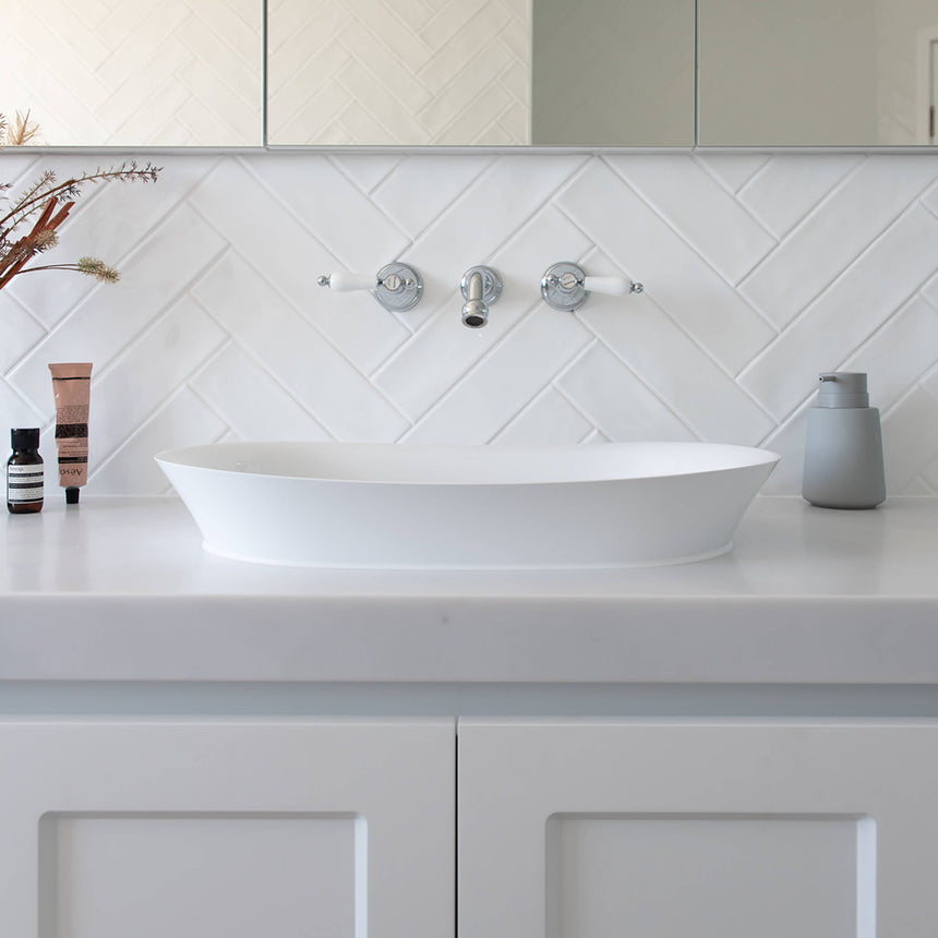 ADP Rise Semi Inset Basin Gloss White Bathroom Basin ADP   