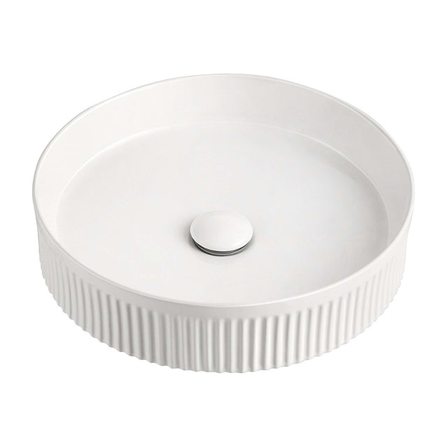 ADP Round Fluted Above Counter Basin Matte White Bathroom Basin ADP Default Title  