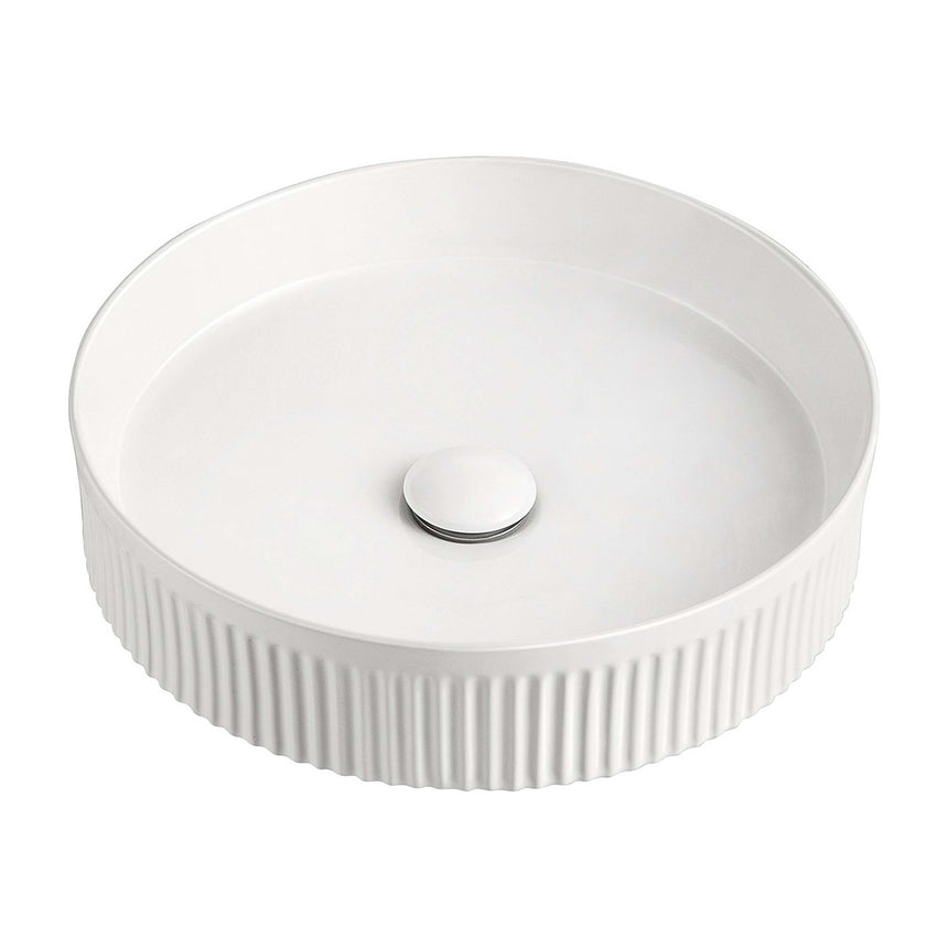 ADP Round Fluted Above Counter Basin Matte White Bathroom Basin ADP Default Title  