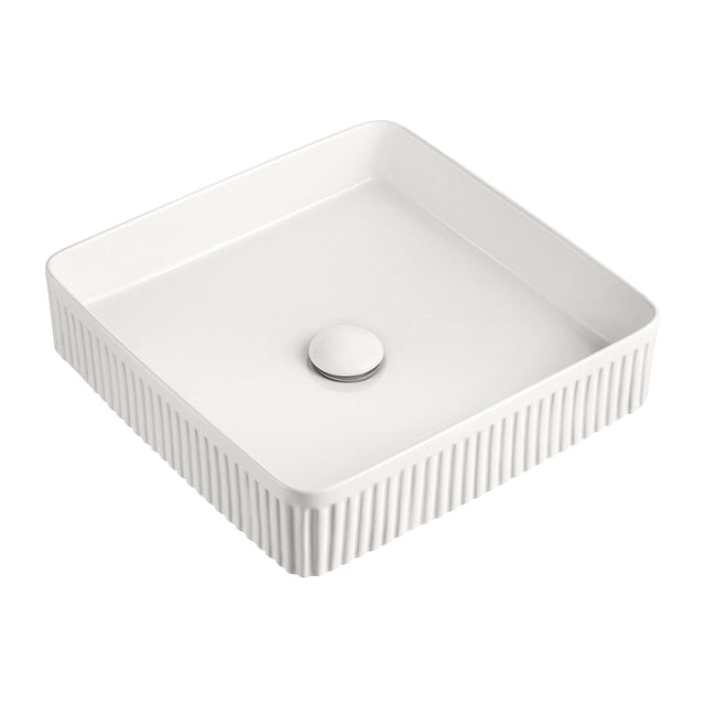 ADP Square Fluted Above Counter Basin Gloss White Bathroom Basin ADP Default Title  