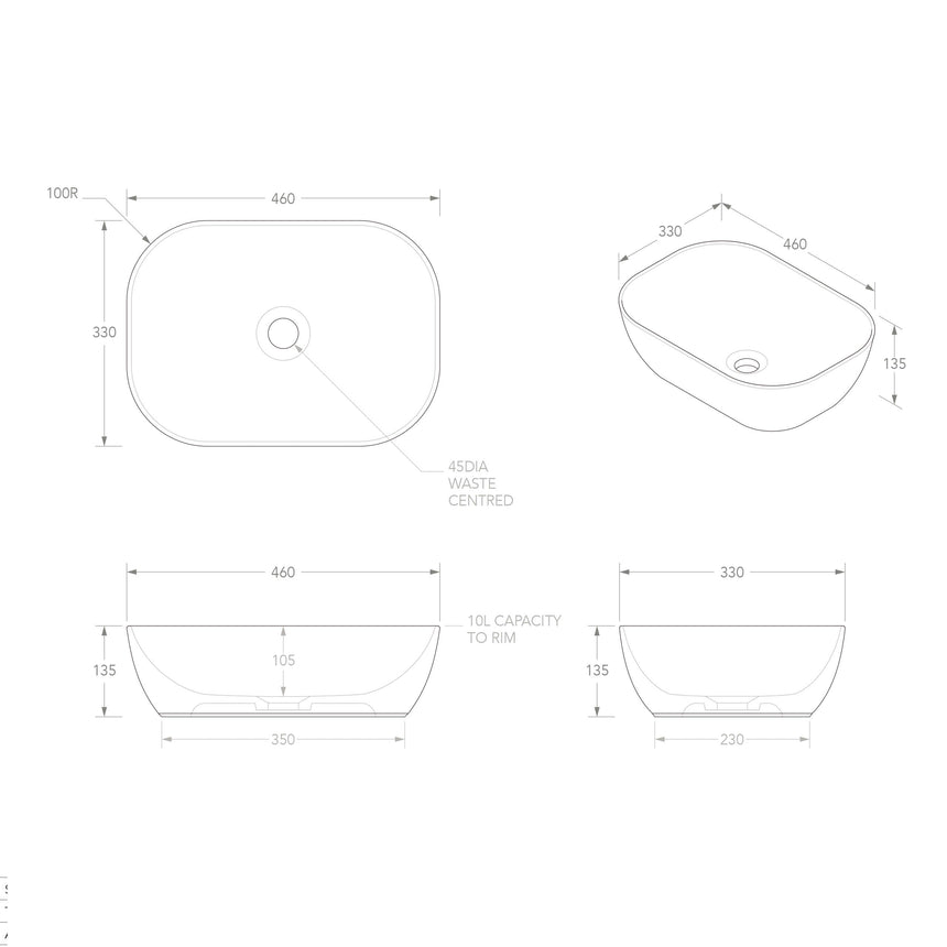 ADP Stadium Above Counter Basin Matte White Bathroom Basin ADP   