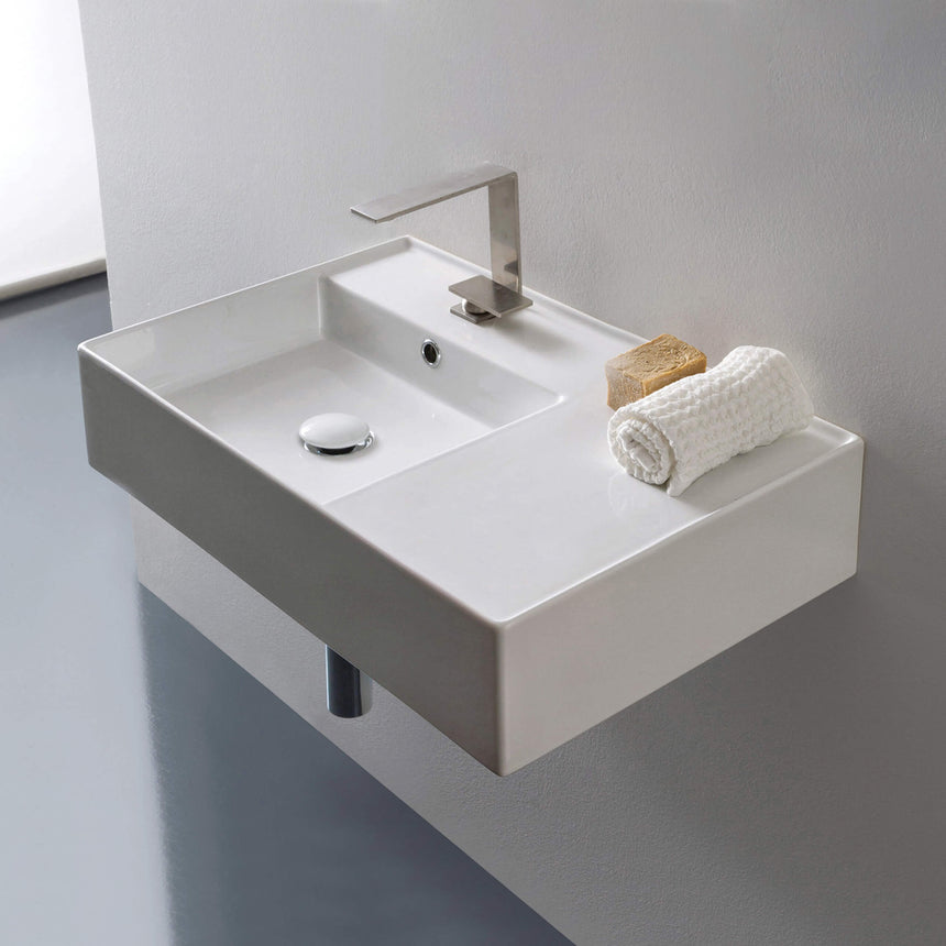 ADP Teorema Wall Basin 800 Left offset without Tap Hole Bathroom Basin ADP   