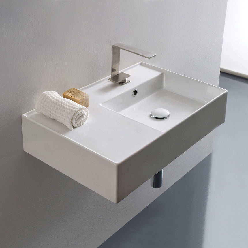 ADP Teorema Wall Basin 800 Right offset without Tap Hole Bathroom Basin ADP   