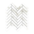 Calacutta Oro Herringbone 20x100 Porcelain Polished White
