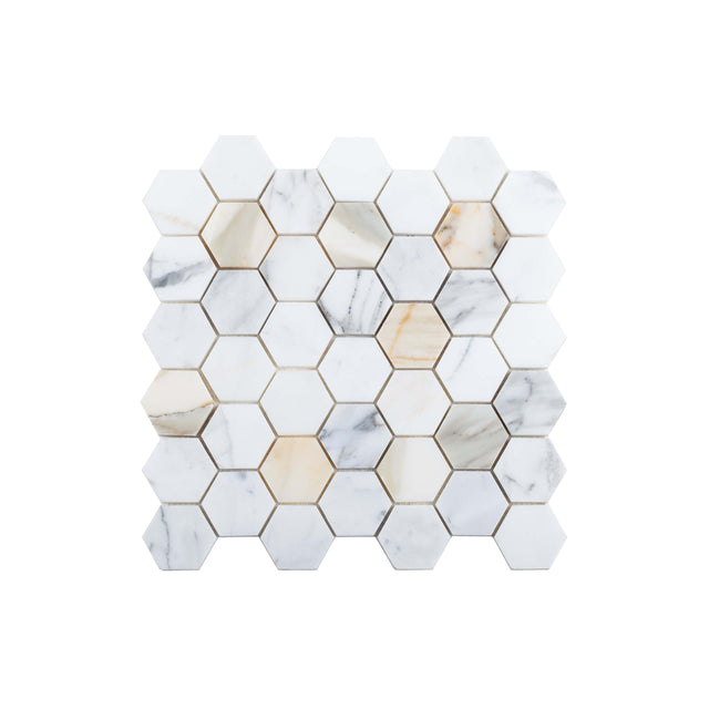 Natural Marble Mosaic Hexagon 48x48 CalacattaGold Honed Marble Mosaic Tilemall Default Title  