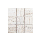 Marble Mosaic Square 100x100mm Tumbled White Travertine Sample