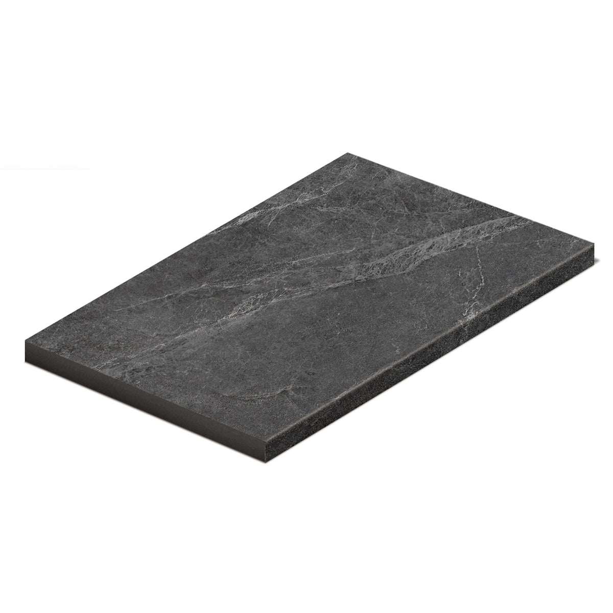 Capri 600x400mm grip pepper stone-look tile by Tilemall with bullnose pencil edge and slate veining