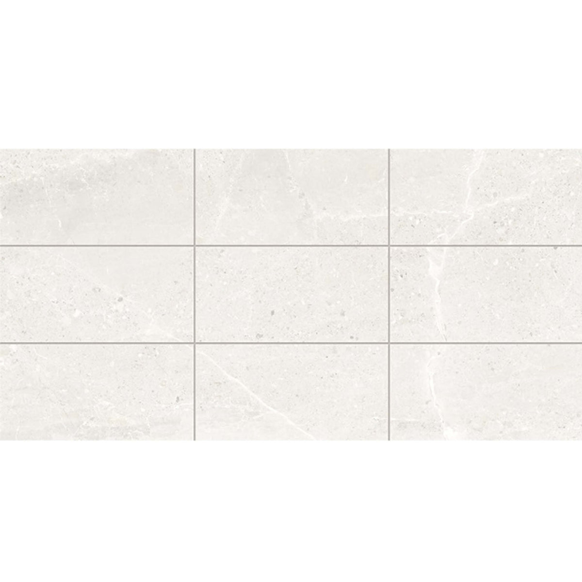 Monza 600x300mm SurfaceTec cloud stone-look porcelain tiles in grid layout with natural veining variation by Tilemall