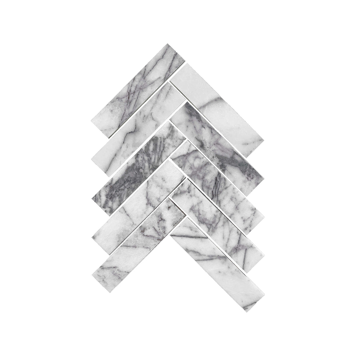 Artemis Herringbone 35x150mm honed New York Stone marble mosaic tiles in stacked arrangement showing natural grey veining by Tilemall