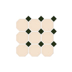 Octagon Mosaic Square 97x97mm Porcelain Matt Cream with Green Dot