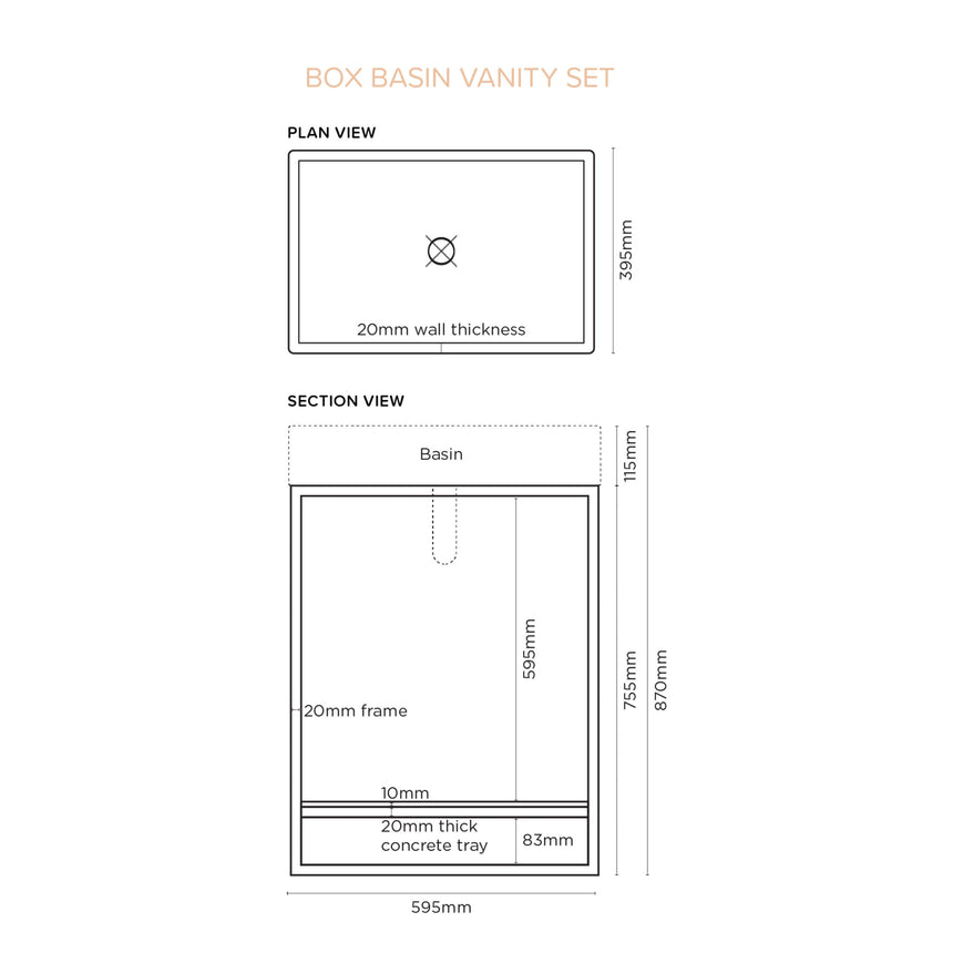 Nood Co Prism Rectangle Vanity Set Basin Mid Tone Grey Bathroom Basin Nood Co   
