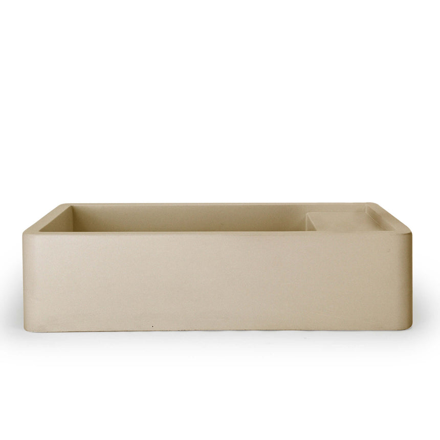 Nood Co Shelf 02 Surface Mount Basin with Overflow Custard Bathroom Basin Nood Co 0 Tap Hole Black 