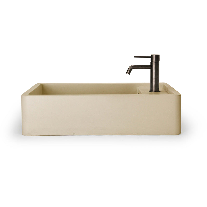 Nood Co Shelf 02 Surface Mount Basin with Overflow Custard Bathroom Basin Nood Co 1 Tap Hole Black 