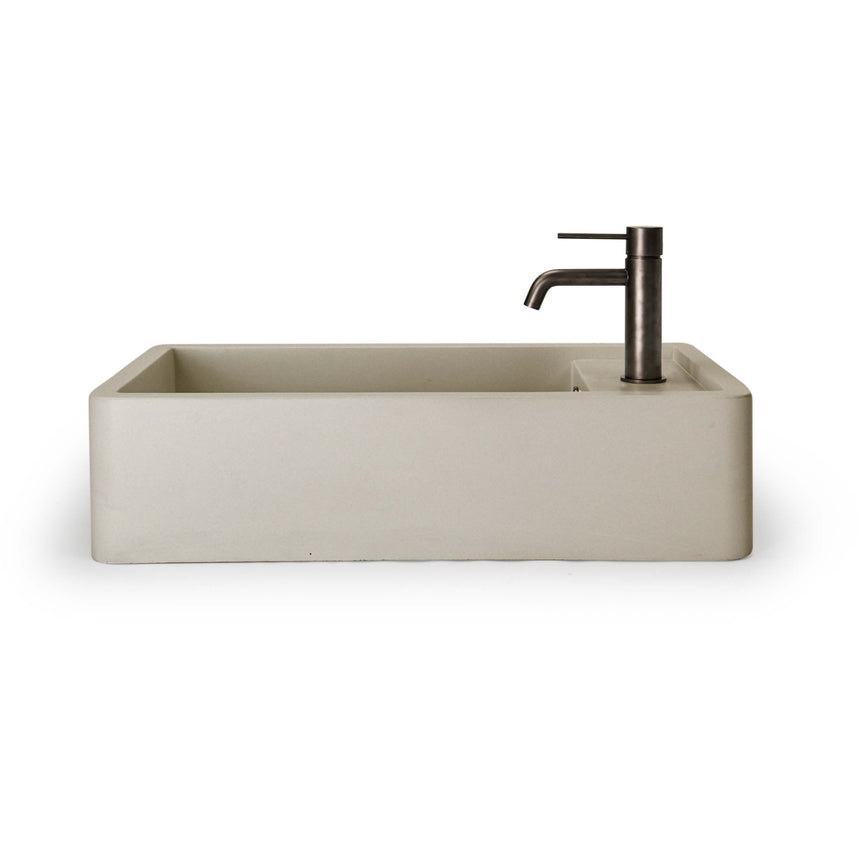 Nood Co Shelf 02 Surface Mount Basin with Overflow Sand Bathroom Basin Nood Co 1 Tap Hole Black 
