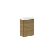 ADP Petite 400mm wall-hung vanity by Tilemall with natural oak finish and white ceramic basin