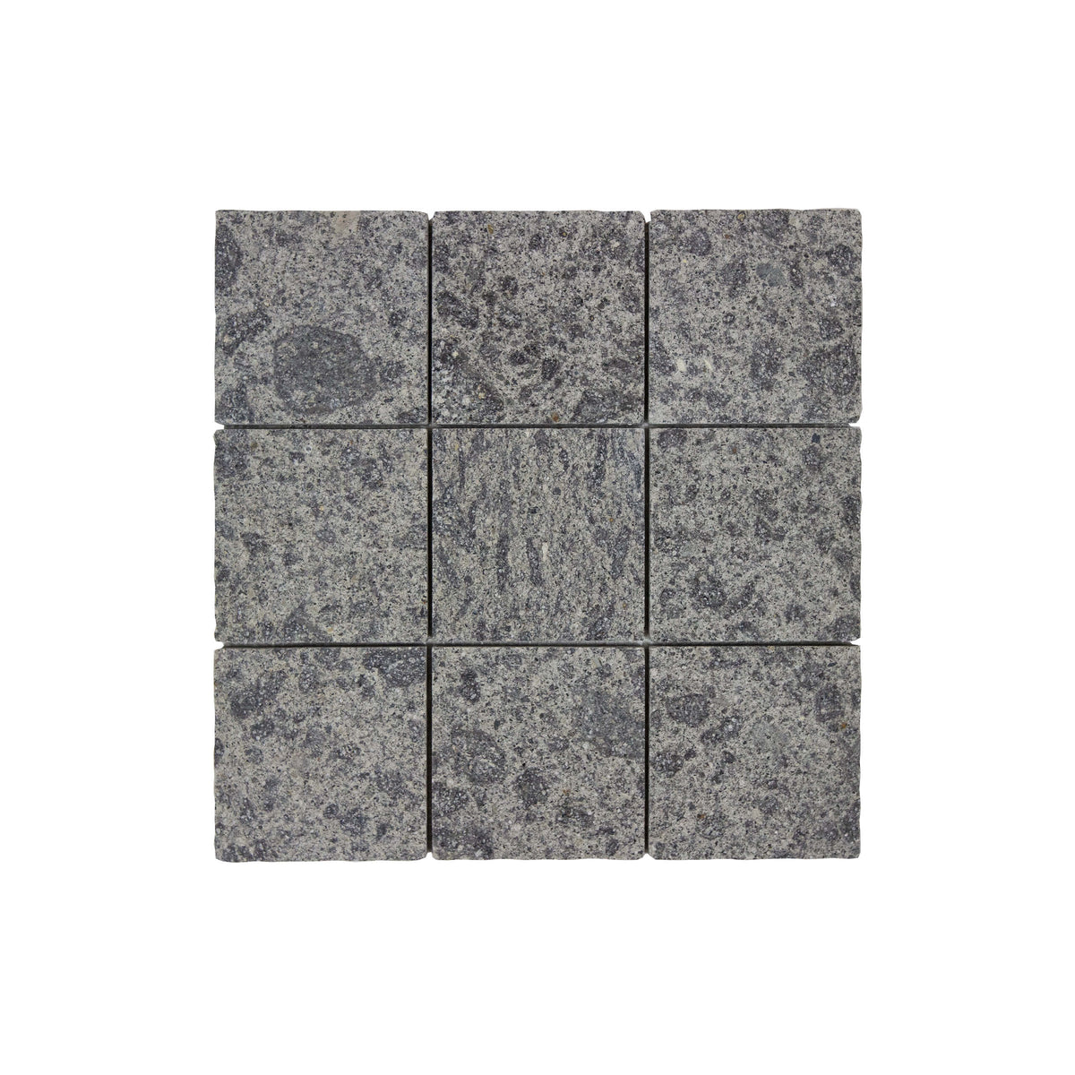 Apollo Stone 304x304mm tumbled pepper marble mosaic in grid layout with natural shade variation by Tilemall