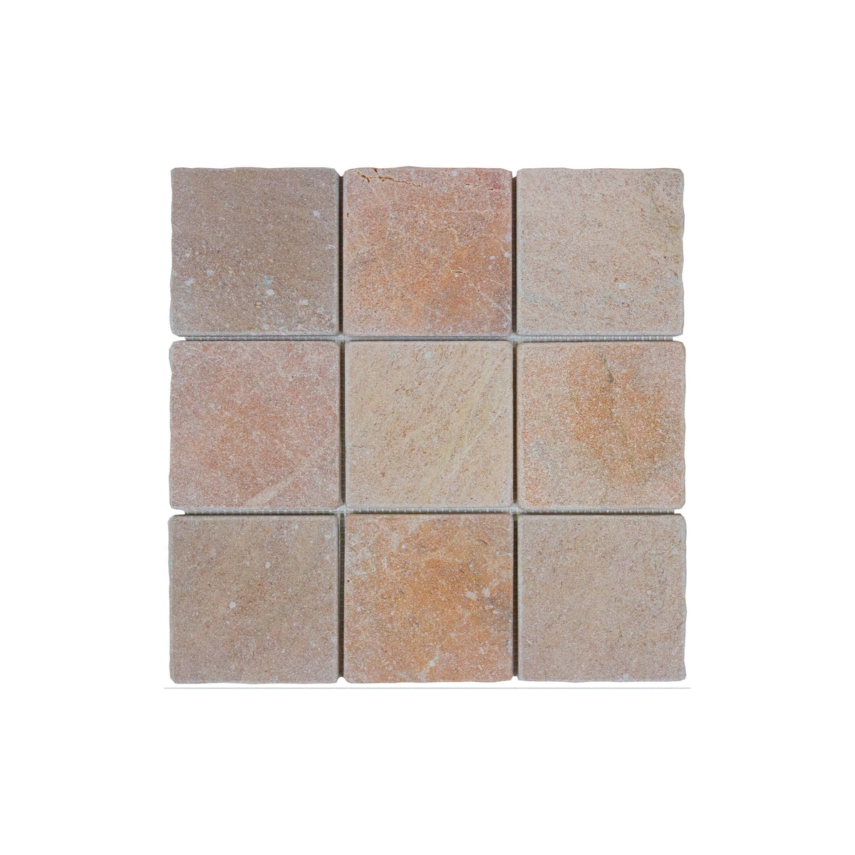 Apollo Stone 304x304mm tumbled terra marble mosaic tiles in stacked grid layout showing natural shade variation by Tilemall