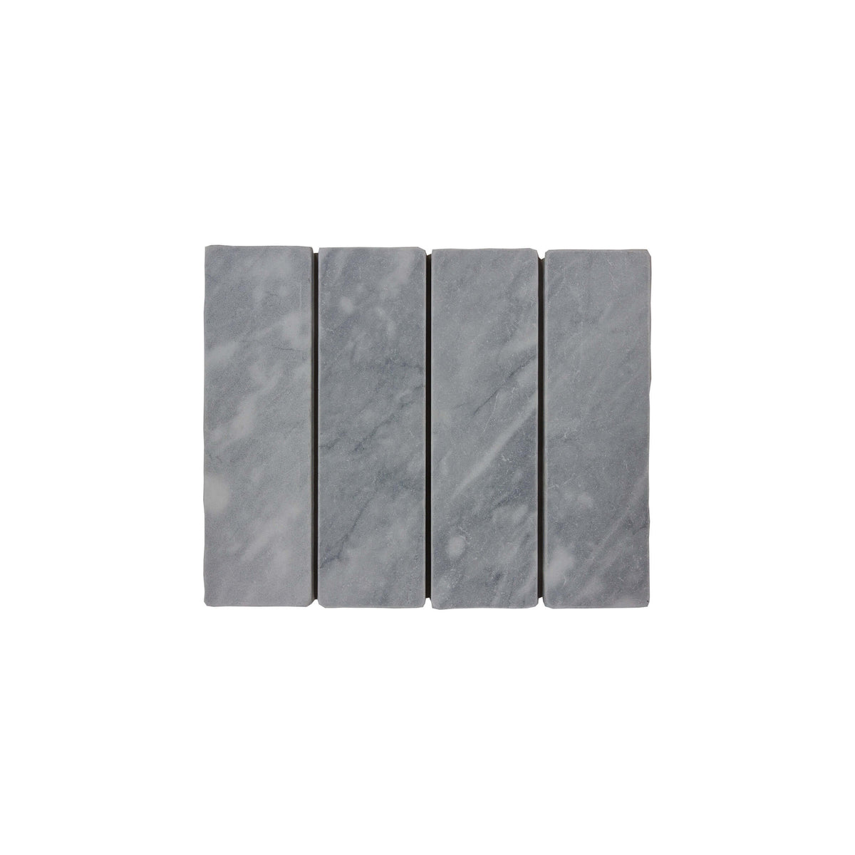 Apollo Stone 60x200mm tumbled ice marble mosaic tiles in stacked arrangement showing natural veining variation by Tilemall