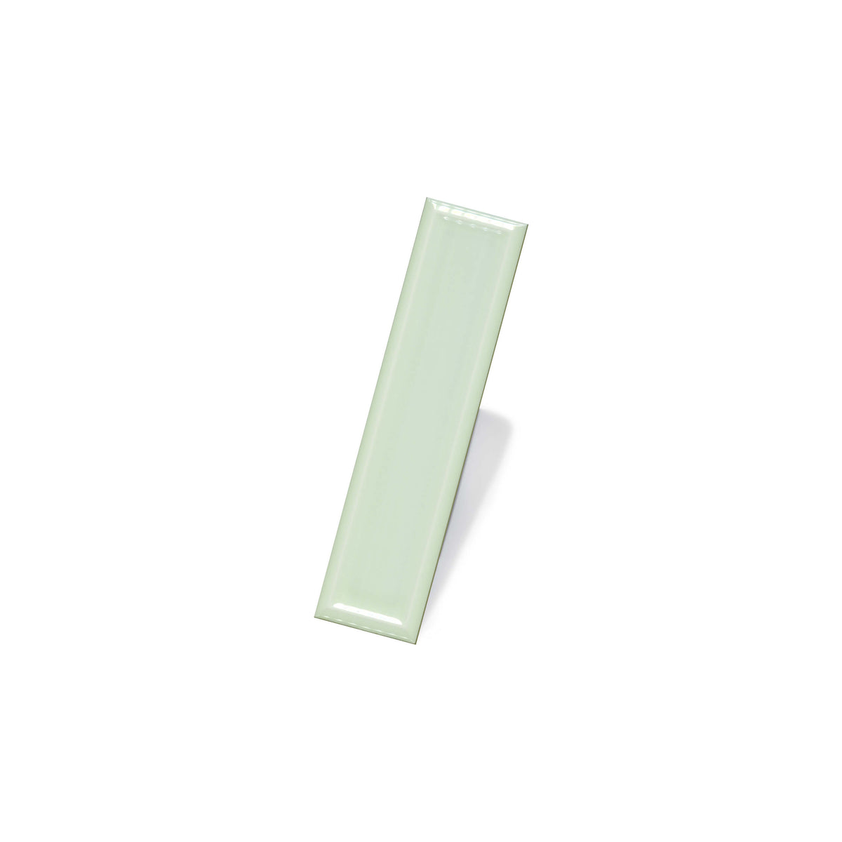 Hamilton 68x280mm gloss green ceramic subway tile by Tilemall with reflective finish