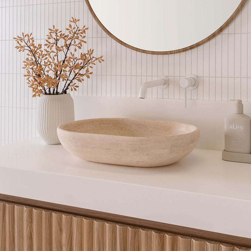 ADP Ollie Above Counter Basin Travertine Bathroom Basin ADP   