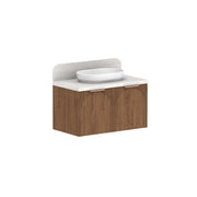 ADP Archie 900mm wall-hung vanity by Tilemall with single white vessel basin, natural oak timber and Durasein solid surface top