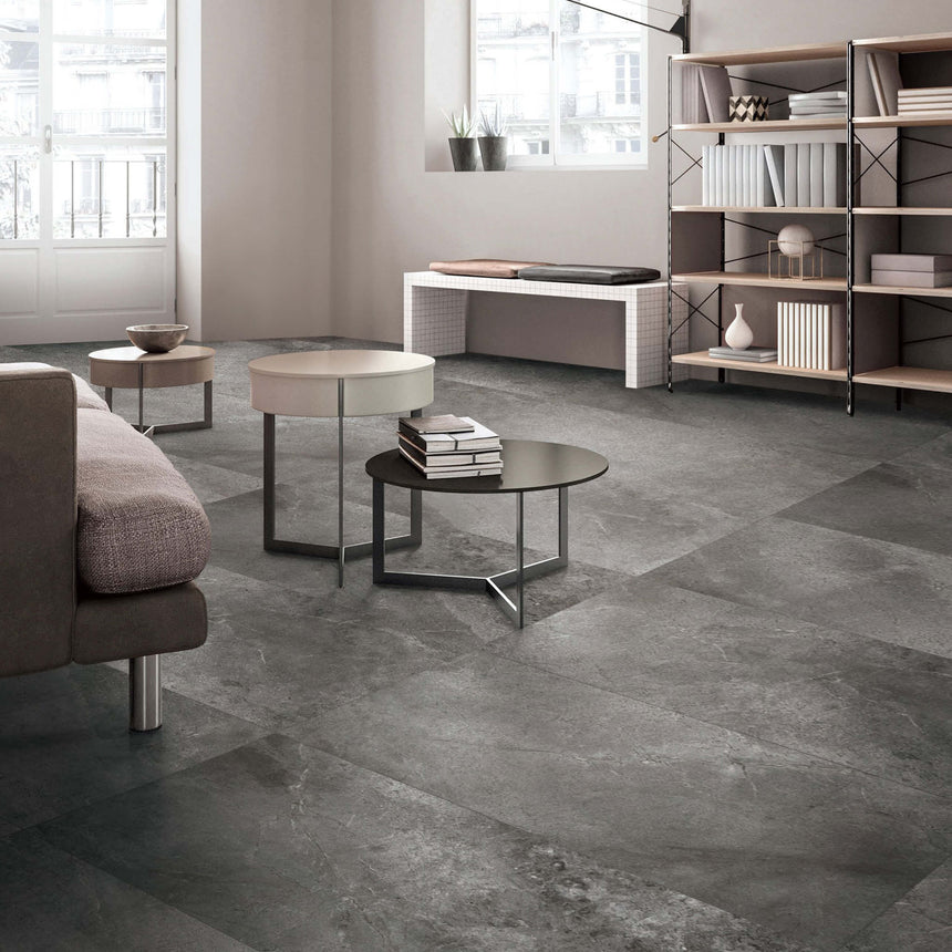 Chiswick 600x300 Matt Charcoal Stone Look Tiles Tilemall