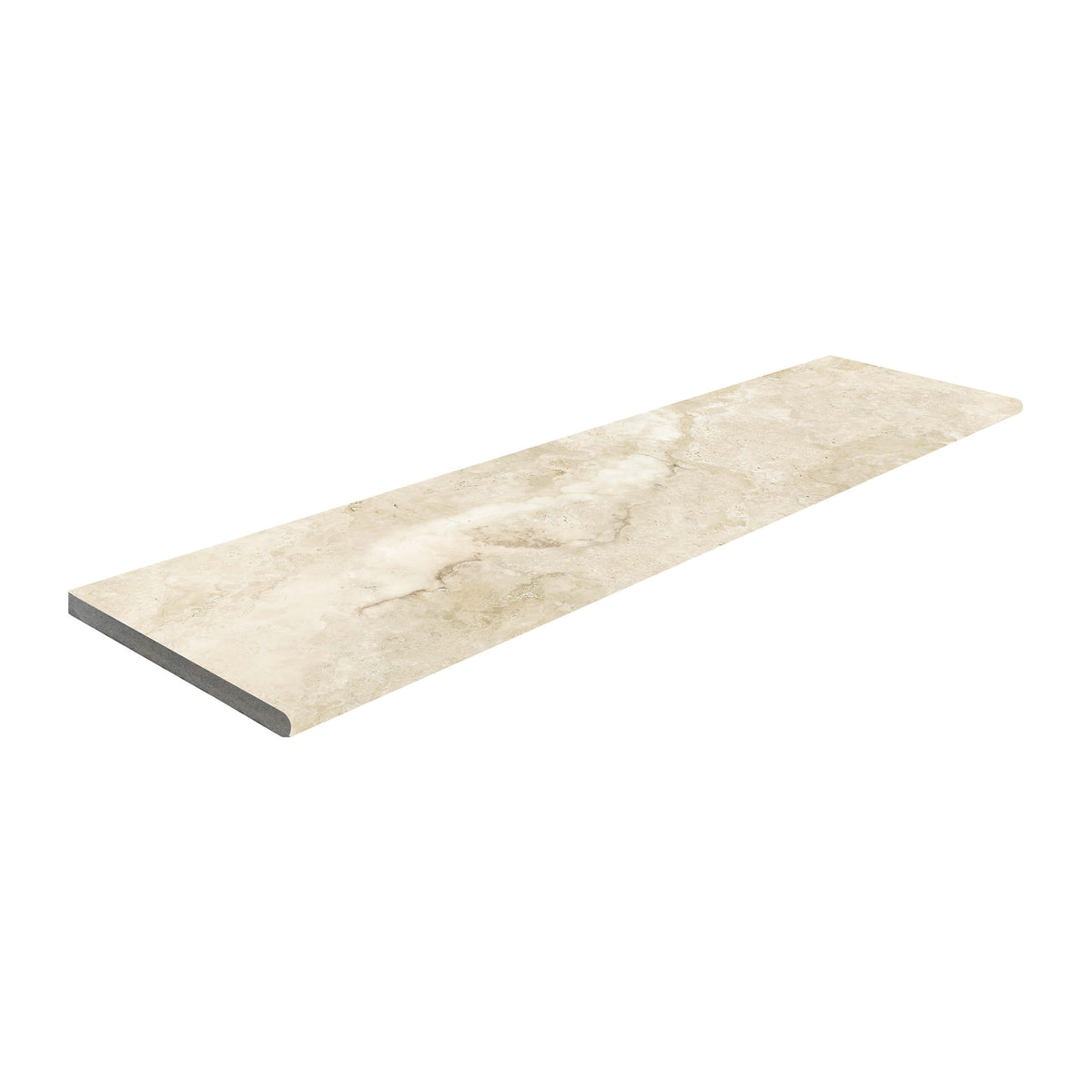 Travertine 1200x300mm grip finish ivory external coping tile by Tilemall, 20mm thick with sloped edge profile