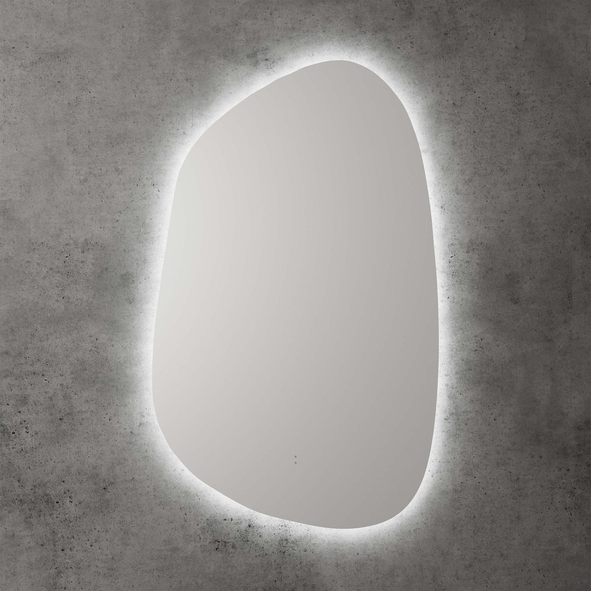 Aulic Tracoola tarcoola asymmetric frameless LED mirror by Tilemall, 550x900mm, warm white edge lighting
