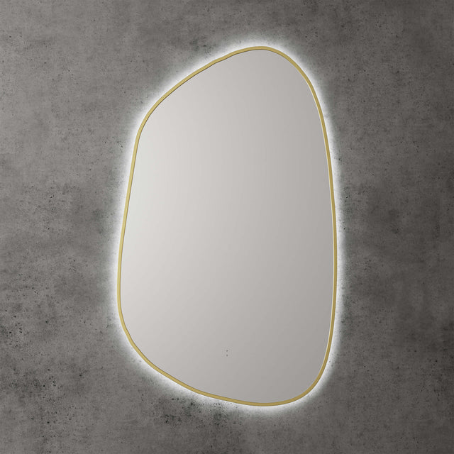 Tarcoola Asymmetric LED Mirror 553x903x36mm Brushed Gold LED Framed Mirror Aulic   