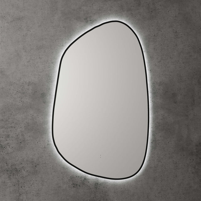 Tarcoola Asymmetric LED Mirror 553x903x36mm Matte Black LED Framed Mirror Aulic   