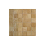 Zelige zellige 100x100mm gloss cammello ceramic tiles in grid layout showing natural colour variation by Tilemall