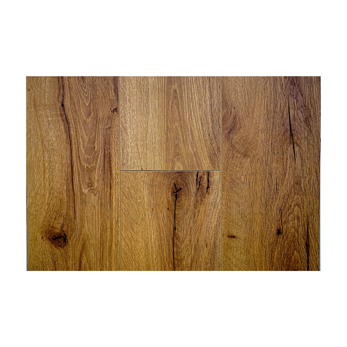 Tobacco Oak laminate flooring 2280x192mm by Tilemall showing natural grain and knots