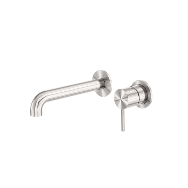 Nero Zen Ss316L Wall Basin/Bath Mixer Separate Back Plate 185mm Spout Brushed Nickel Tapware Nero Default Title